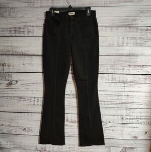 L’AGENCE NEW Beatrix Jeans Size 27 Or 4 Black High Rise Baby Bootcut Front Slit